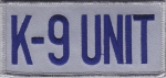 K9-UNIT Royal Blue on Grey Front Panel Patch 2" X 4.25"